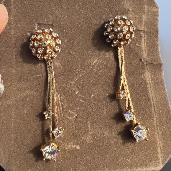 Nolan Miller Elegant Gold and Crystal Drop Earrings - Picture 1 of 6